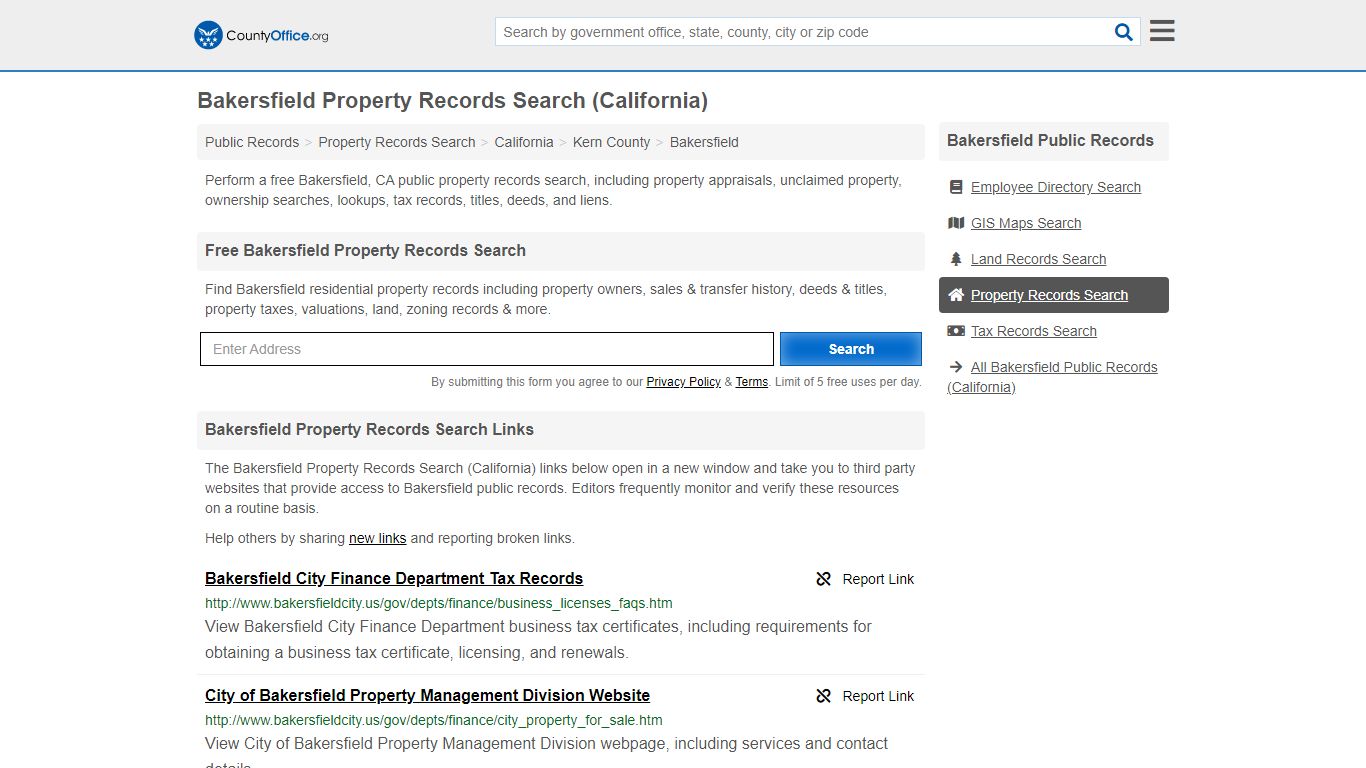 Bakersfield Property Records Search (California) - County Office